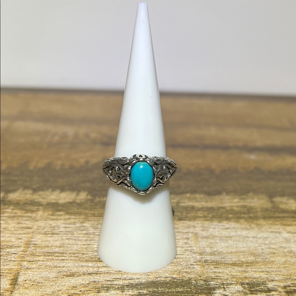 Silver Filigree Ring with Turquoise Stone